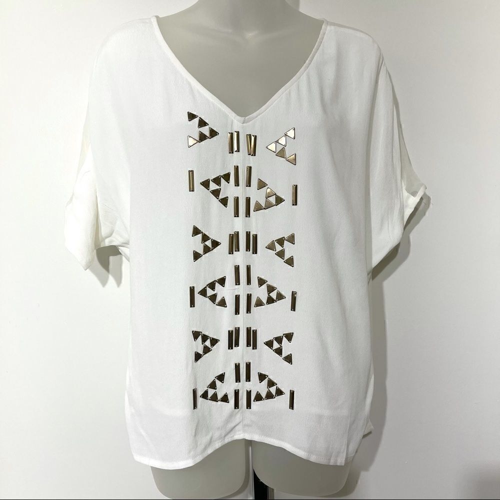 Line & Dot Revolve studs Aztec silk blouse top NEW